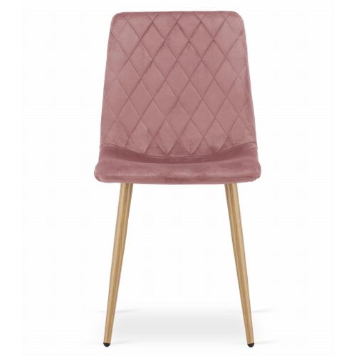 Chaise Turin - Velours Rose / Pieds Couleur Bois X 4 67x58x59