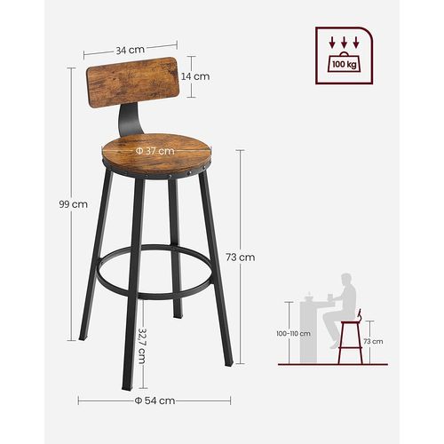 Tabourets De Bar 2 Pièces 96x9x60