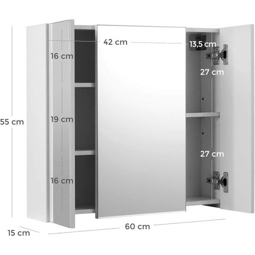 Armoire De Salle De Bain Avec Miroir - 67x15x37