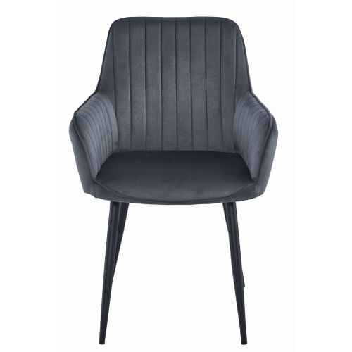 Chaise Solden - Velours Gris Foncé/pieds Noirs X 1 60x50x50