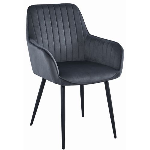 Chaise Solden - Velours Gris Foncé/pieds Noirs X 2 85x58x55