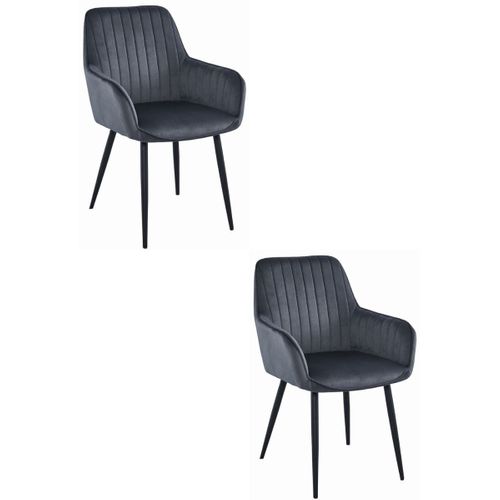 Chaise Solden - Velours Gris Foncé/pieds Noirs X 2 85x58x55