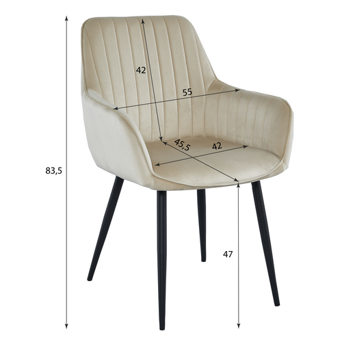 Chaise Solden - Velours Gris Foncé/pieds Noirs X 2 85x58x55