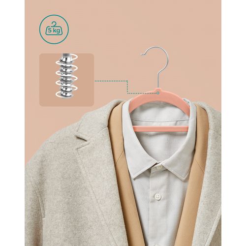 Cintres Velours Rose, Lot De 20 - 43x7x33