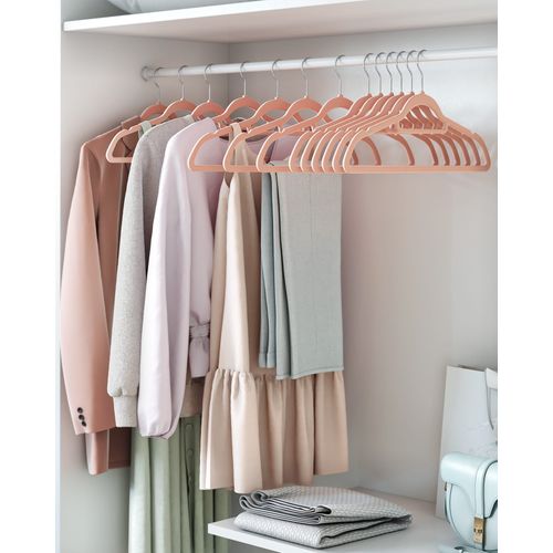 Cintres Velours Rose, Lot De 20 - 43x7x33