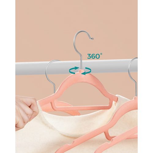 Cintres Velours Rose, Lot De 20 - 43x7x33