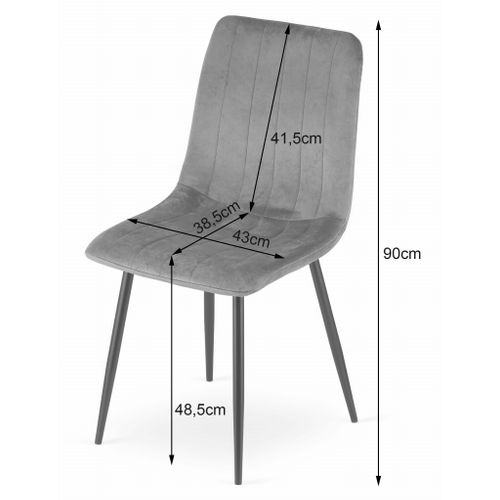 Chaise Lava - Velours Gris Clair X 3 67x58x59