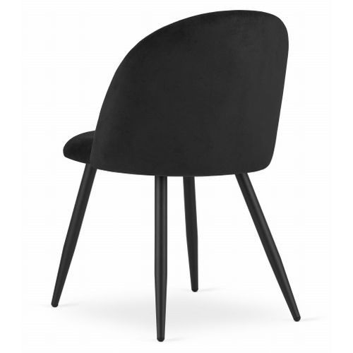 Chaise Bello - Velours Noir/pieds Noirs X 2 60x50x50