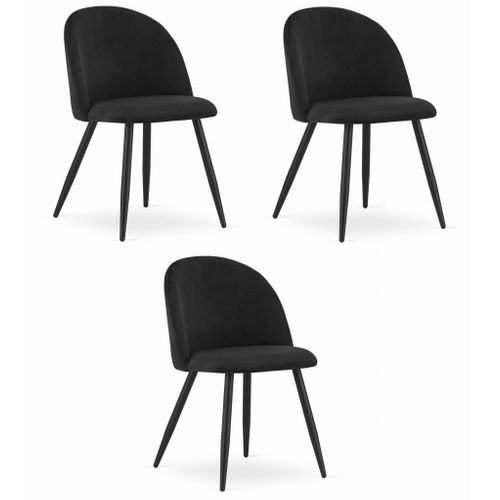 Chaise Bello - Velours Noir/pieds Noirs X 3 73x51x70