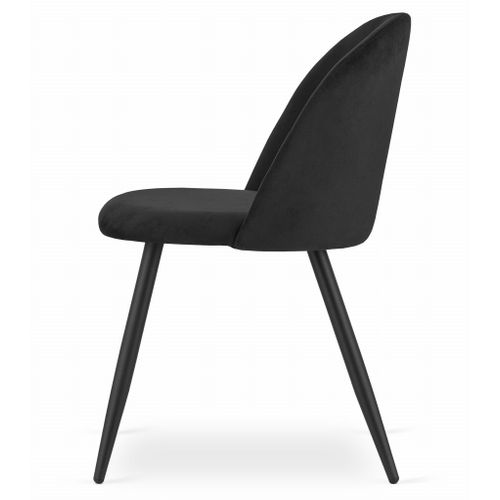 Chaise Bello - Velours Noir/pieds Noirs X 4 73x51x70