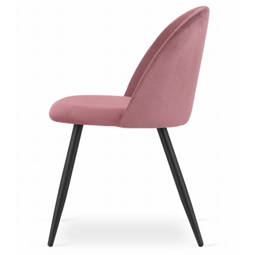 Chaise Bello - Velours Rose Foncé / Pieds Noirs X 4 73x51x70
