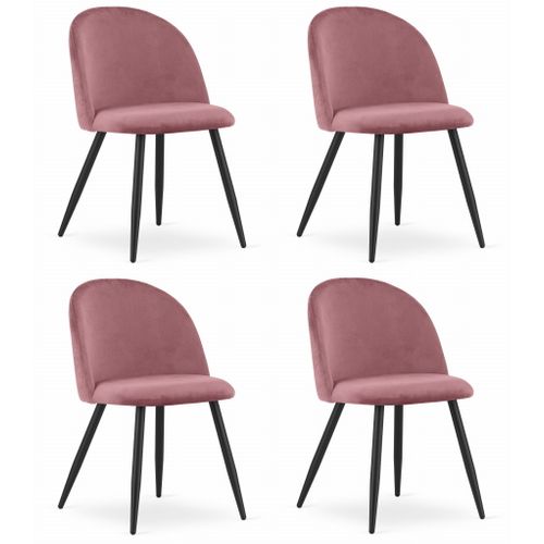 Chaise Bello - Velours Rose Foncé / Pieds Noirs X 4 73x51x70