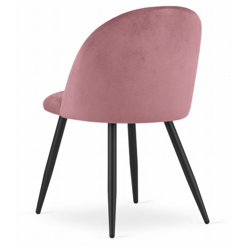 Chaise Bello - Velours Rose Foncé / Pieds Noirs X 4 73x51x70