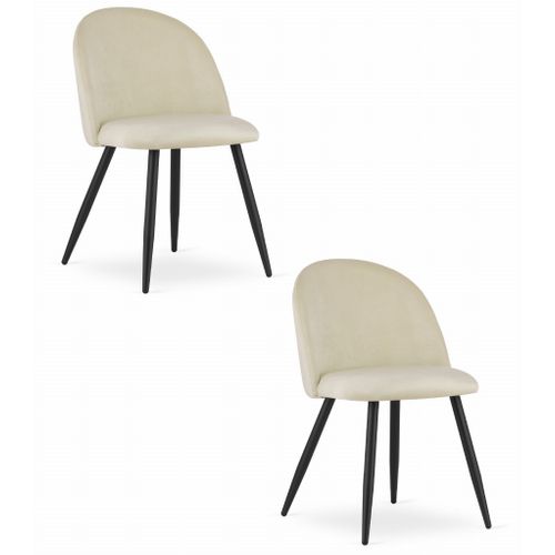 Chaise Bello - Velours Beige/pieds Noirs X 2 60x50x50
