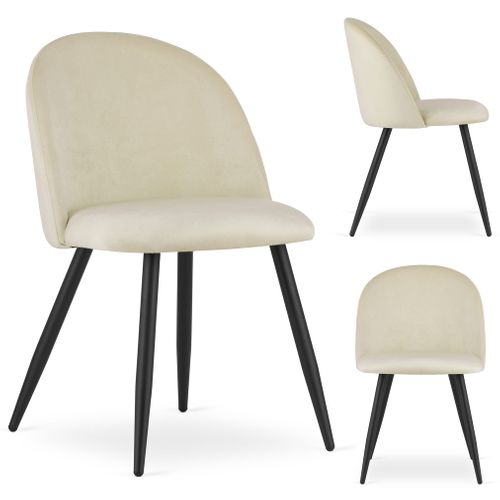 Chaise Bello - Velours Beige/pieds Noirs X 2 60x50x50