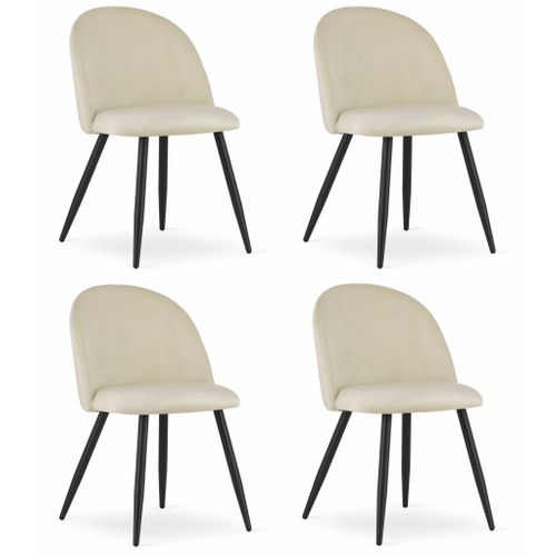 Chaise Bello - Velours Beige/pieds Noirs X 4 73x51x70