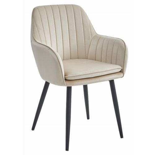 Chaise Lugo - Velours Beige/pieds Noirs X 1 60x50x50