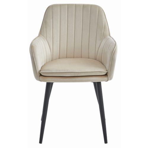 Chaise Lugo - Velours Beige/pieds Noirs X 2 65x57x56