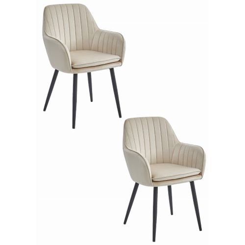 Chaise Lugo - Velours Beige/pieds Noirs X 2 65x57x56