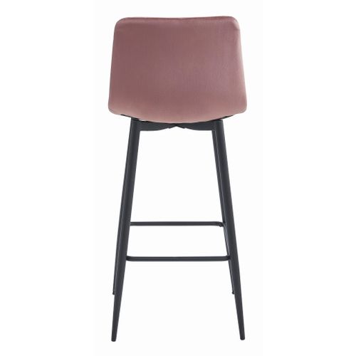 Tabouret De Bar Pozza - Velours Rose Foncé / Pieds Noirs X 1 60x55x60