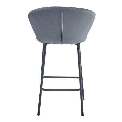 Tabouret De Bar Gatta - Velours Gris Foncé / Pieds Noirs X 1 60x50x50