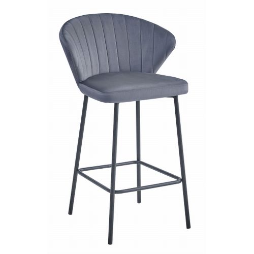 Tabouret De Bar Gatta - Velours Gris Foncé / Pieds Noirs X 1 60x50x50