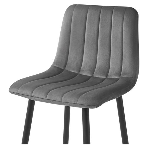 Hoker Pozza - Velours Gris Foncé/pieds Noirs X 4 73x46x62