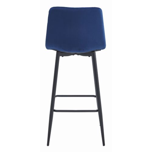 Tabouret De Bar Pozza - Velours Bleu Marine / Pieds Noirs X 4 73x46x62