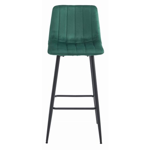 Tabouret De Bar Pozza - Velours Vert Foncé / Pieds Noirs X 3 73x46x62