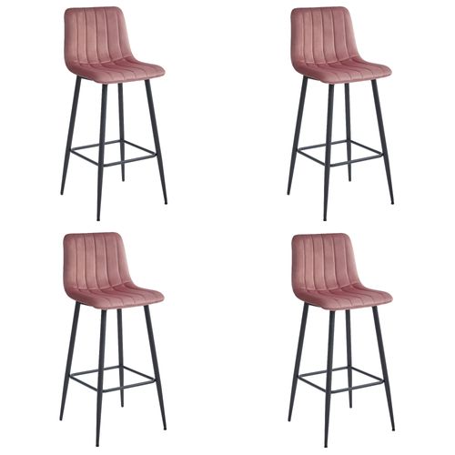 Hoker Pozza - Velours Rose Foncé/pieds Noirs X 4 73x46x62