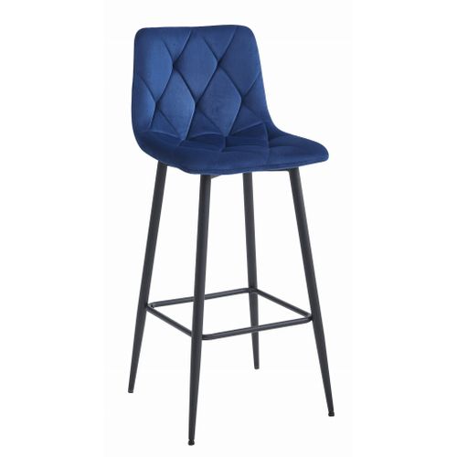 Tabouret De Bar Nado - Velours Bleu Marine/pieds Noirs X 4 73x62x46