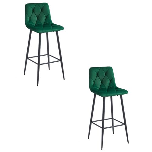 Tabouret Nado - Velours Vert Foncé / Pieds Noirs X 2 60x55x60