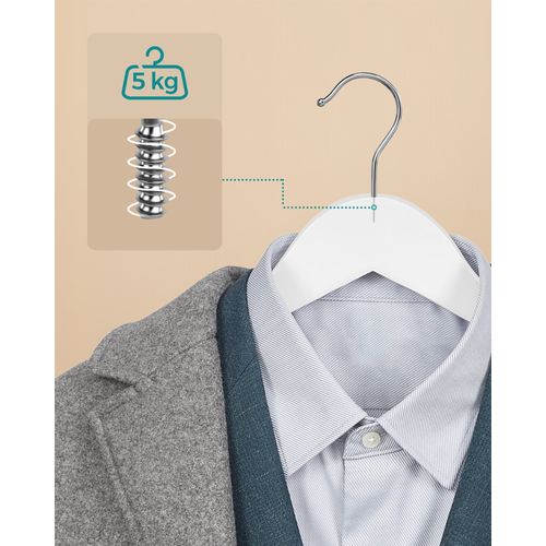 Cintres Bois Blanc 10 Pièces - 36x7x33