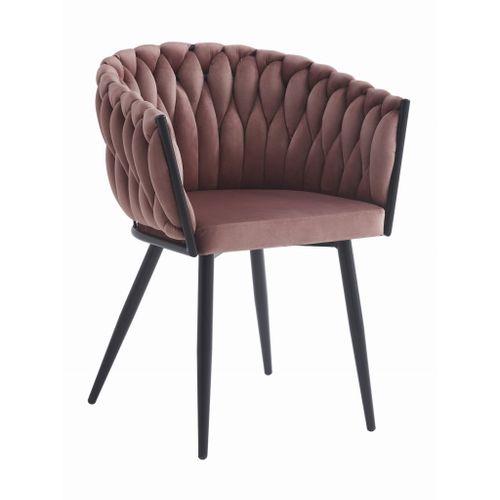 Chaise Orion - Velours Rose Foncé / Piètement Noir X 2 70x44x66
