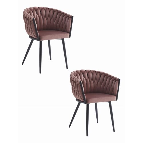 Chaise Orion - Velours Rose Foncé / Piètement Noir X 2 70x44x66