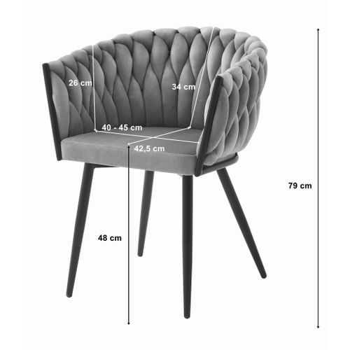 Chaise Orion - Velours Rose Foncé / Piètement Noir X 2 70x44x66