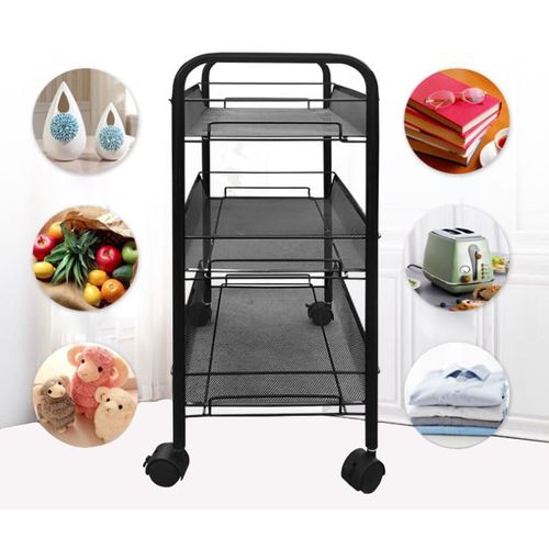 Étagère De Cuisine Mobile Sur Roulettes - 3 Étagères - 61x29x12