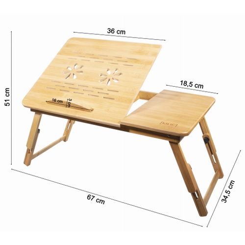 Table Pliante Pour Ordinateur Portable En Bambou L 58x36x6