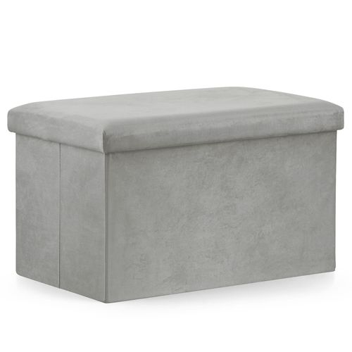Pouf Pliant XL - 60x38x38cm Velours Gris 63x40x7