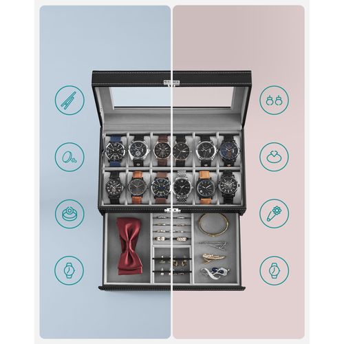 Boîte Pour Montres Et Bijoux 37x19x25