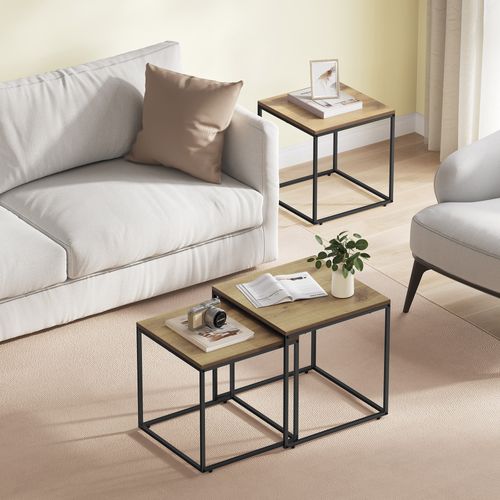 Table Carrée 2 Pièces - Chêne / Pieds Noirs - 58x11x58