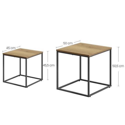 Table Carrée 2 Pièces - Chêne / Pieds Noirs - 58x11x58