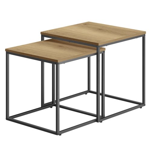 Table Carrée 2 Pièces - Chêne / Pieds Noirs - 58x11x58