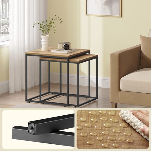 Table Carrée 2 Pièces - Chêne / Pieds Noirs - 58x11x58