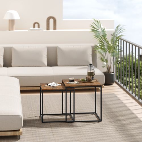 Table Carrée 2 Pièces - Rustique / Pieds Noirs - 58x11x58