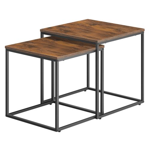 Table Carrée 2 Pièces - Rustique / Pieds Noirs - 58x11x58