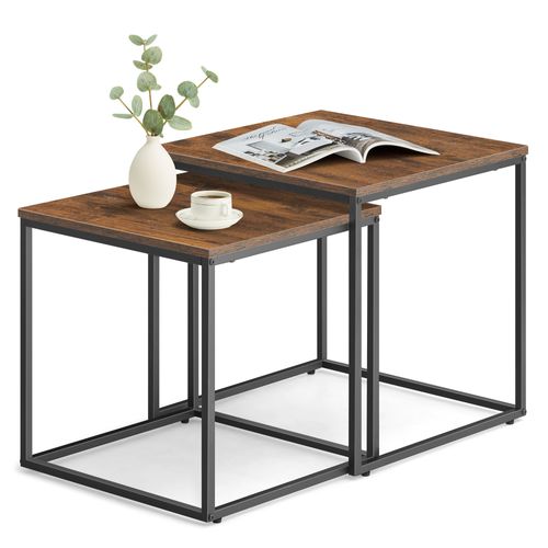 Table Carrée 2 Pièces - Rustique / Pieds Noirs - 58x11x58