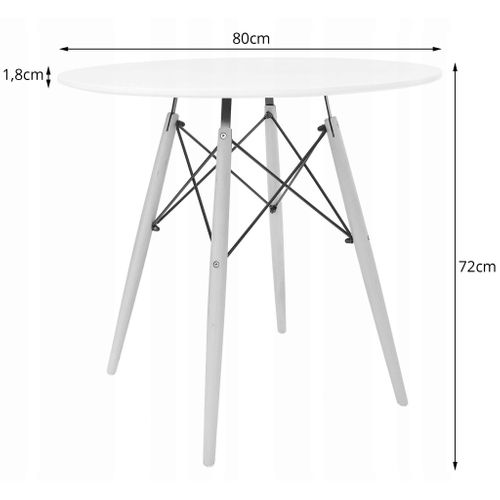 Ensemble Table Ronde Todi 80cm Blanc + 4 Chaises Mark Grises - 80x80x75