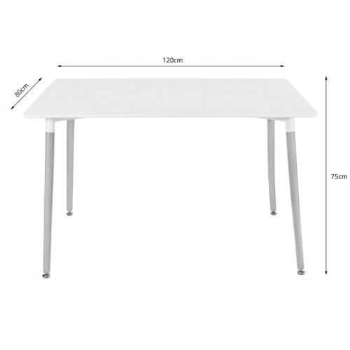 Ensemble Table Rectangulaire Adria 120x80 Blanc + 6 Chaises Osaka Grises