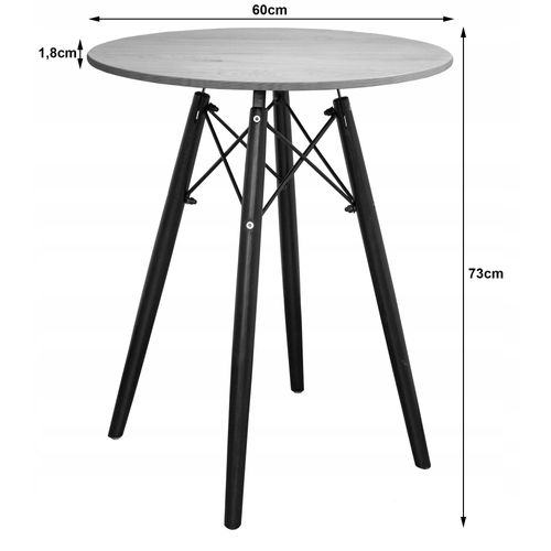 Ensemble Table Ronde Todi 60 Frêne + 2 Chaises Lago Noires - 60x60x75